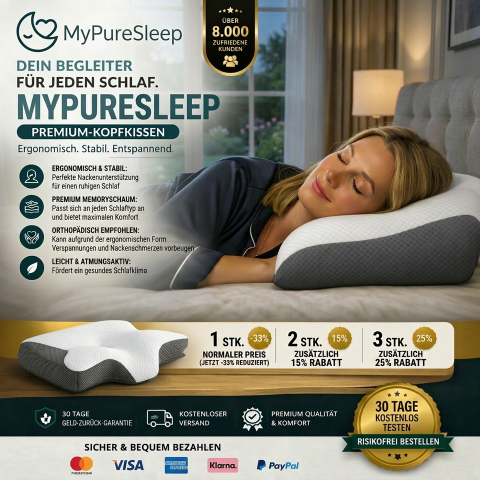 MyPureSleep I Ergonomisches Premium-Kopfkissen