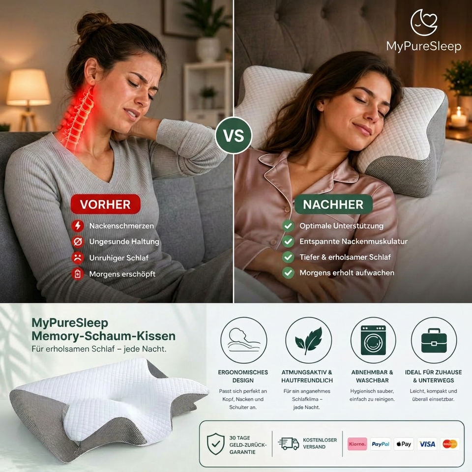 MyPureSleep I Ergonomisches Premium-Kopfkissen
